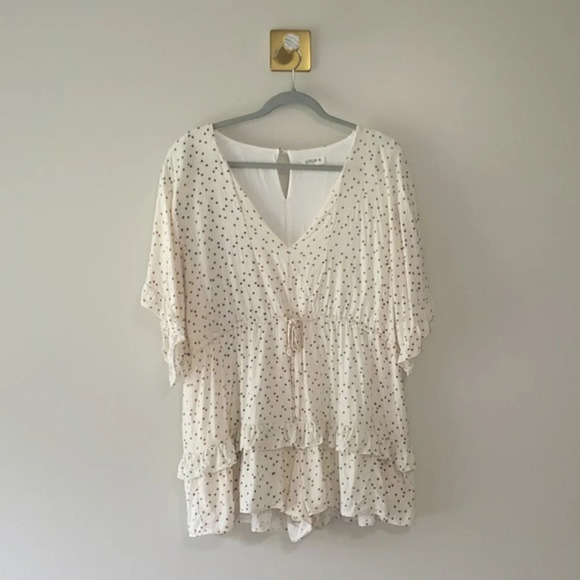 Storia Romper Women Large Cream Multicolor Stars Ruffle Boho Coastal Cowgirl - Picture 1 of 12
